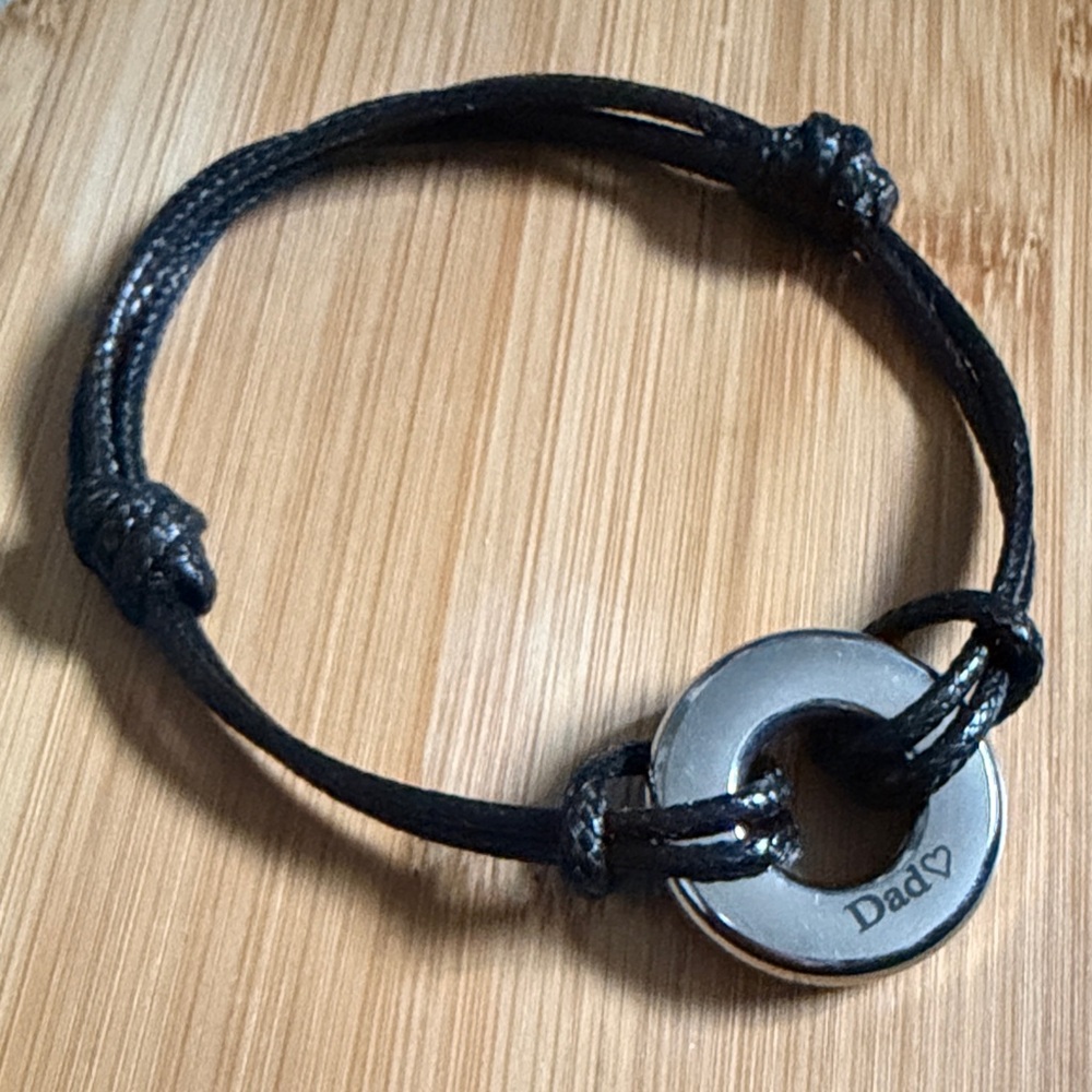 Black and Silver Urn Bracelet with Dad Charm